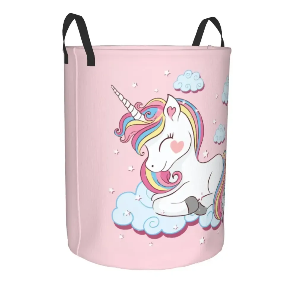 Pretty Unicorn Rainbow Cloud Laundry Basket