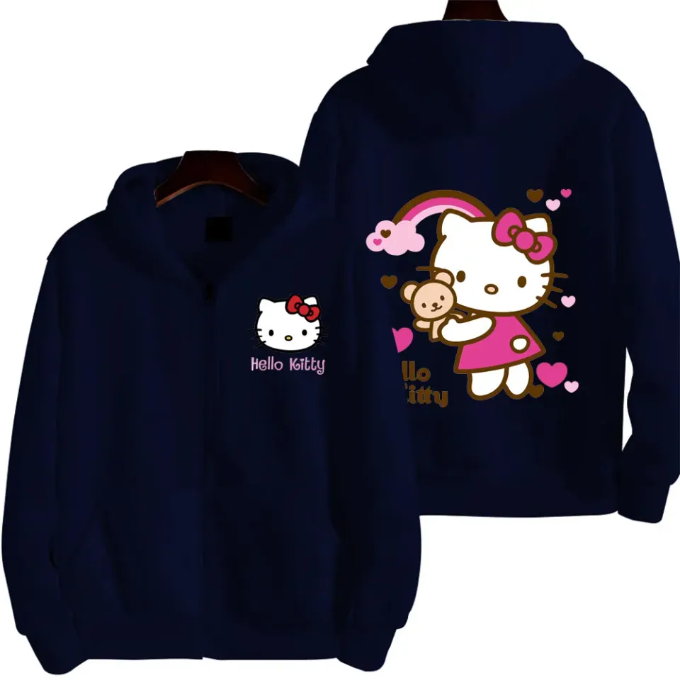 Hello Kitty Double Sided Zipper Hoodie | Unisex Zip Up Jacket