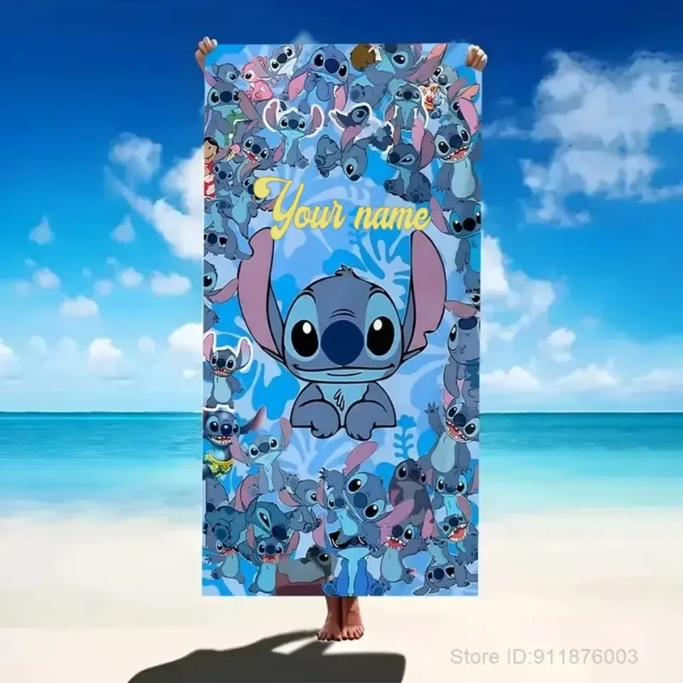 Personalized Blue Stitch Beach Towel