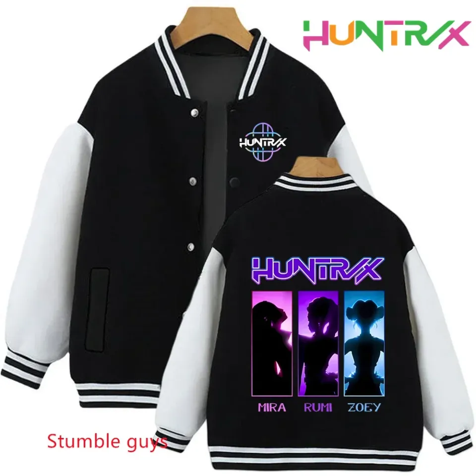 Anime Autumn Winter Kids Kpop Demon Hunters Cartoon Baseball Uniform Jacket Coat Sweatshirts Boys Girls Clothes