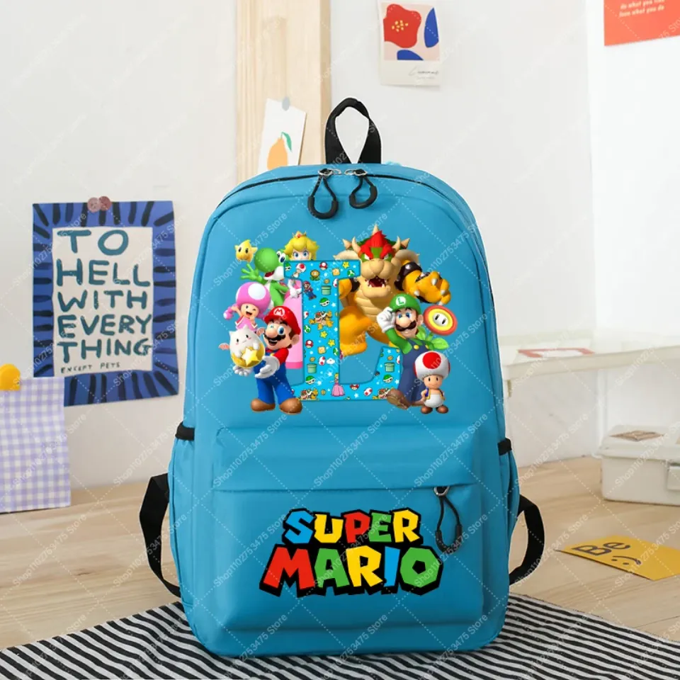 Super Mario Bros Anime Cute School Backpack for Kids Large Capacity Book Bag