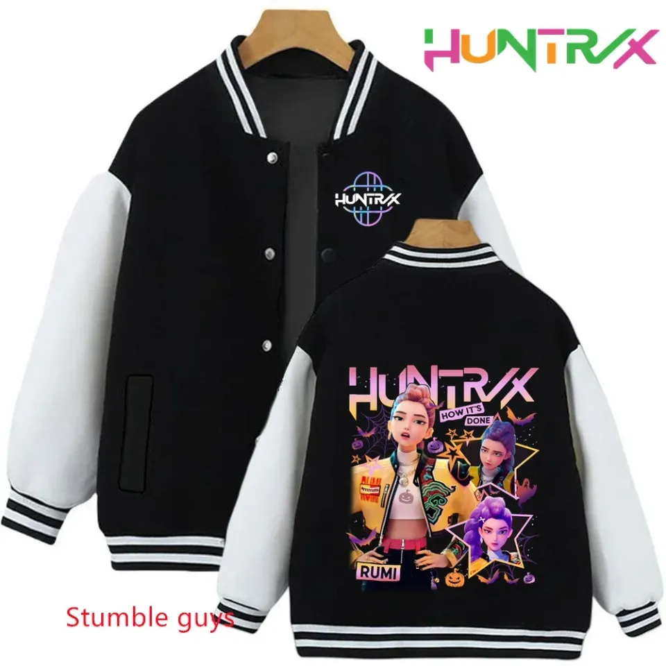 Anime Autumn Winter Kids Kpop Demon Hunters Cartoon Baseball Uniform Jacket Coat Sweatshirts Boys Girls Clothes