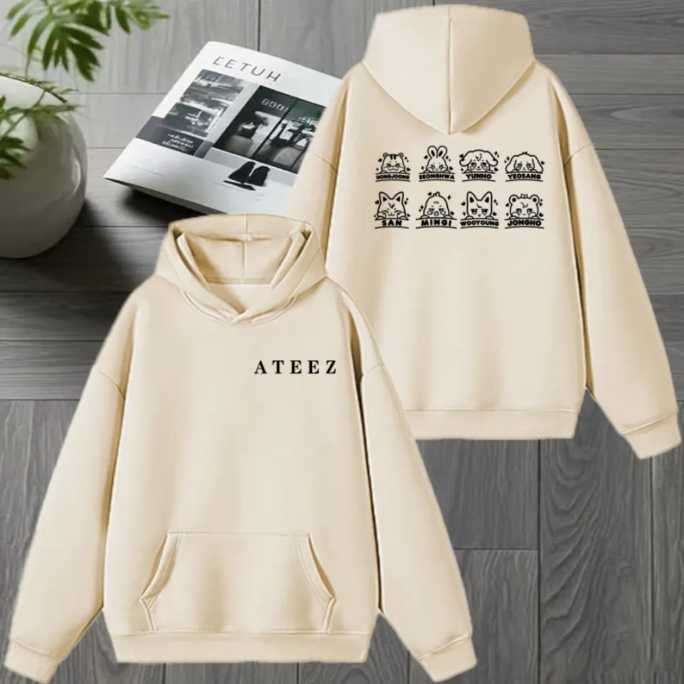 2026 Ateez Double Sided printed Winter Hoodie