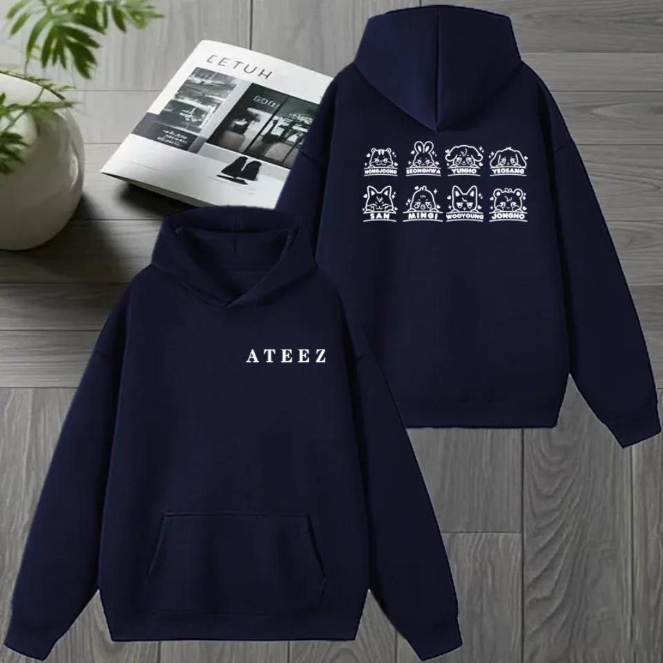 2026 Ateez Double Sided printed Winter Hoodie