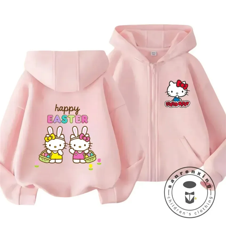 Hello Kitty Double Sided Zipper Hoodie | Cute Cartoon Jacket