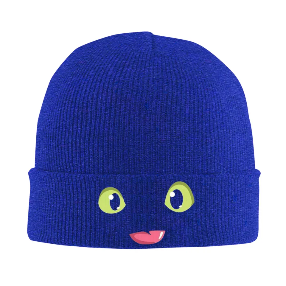 Funny Expression Face Print Knit Beanie Hat T-Toothless Hippie Head Wrap Winter Cap