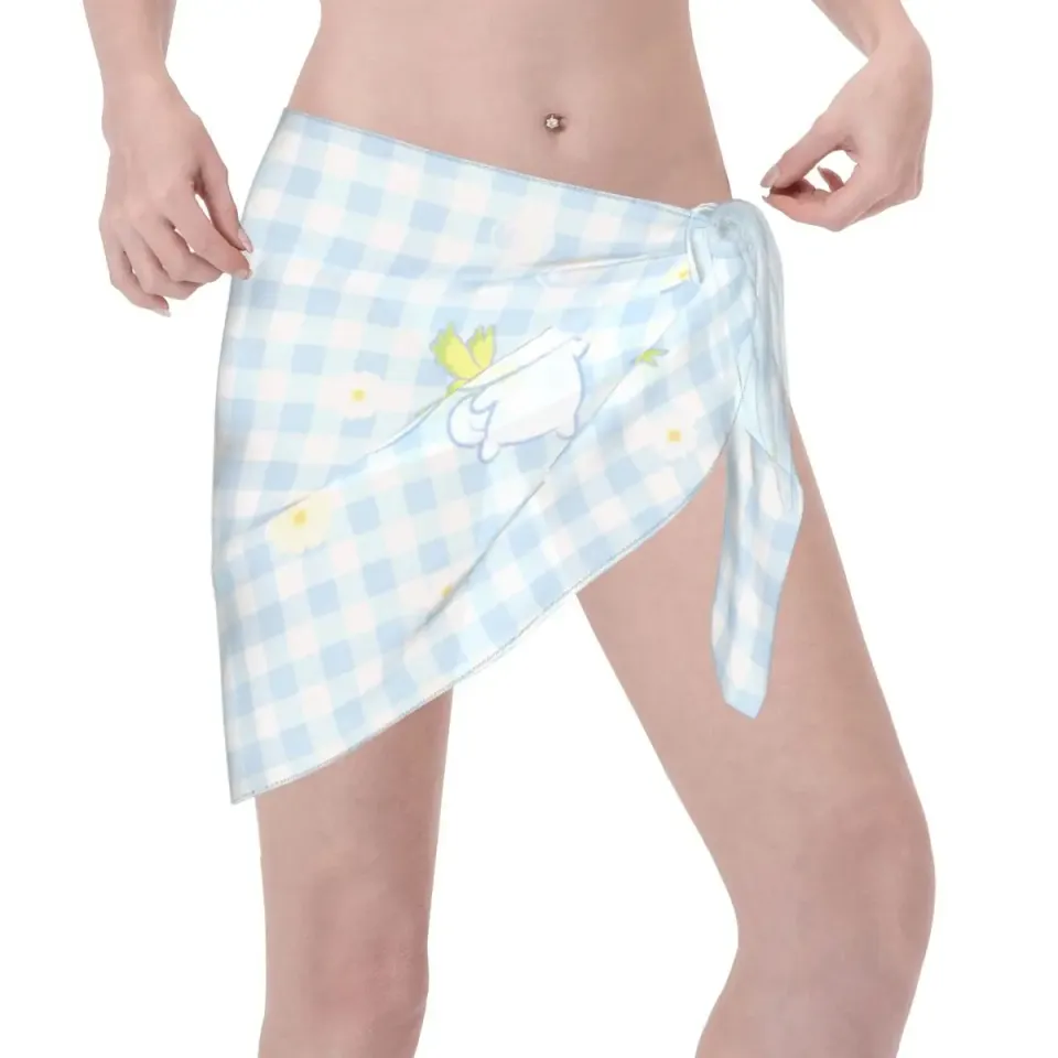 Sanrio Cinnamoroll Women Beach Sarongs Sheer Cover Postal Service Chiffon Bikini Wrap Skirt for Swimwear