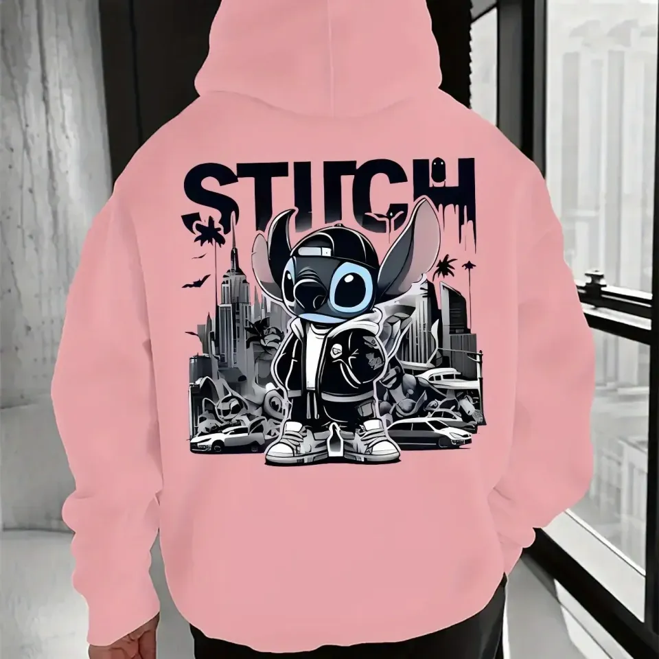 Men's Disney Stitch Cool Graphic Hoodie Comfortable Warm Pullover Disney Outdoor Sports Top