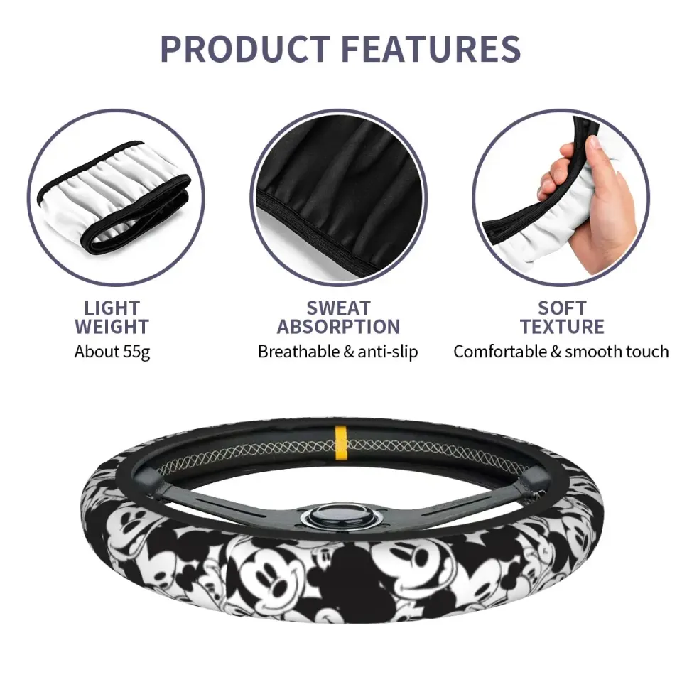 Car Steering Wheel Cover Mickey Mouse Pattern