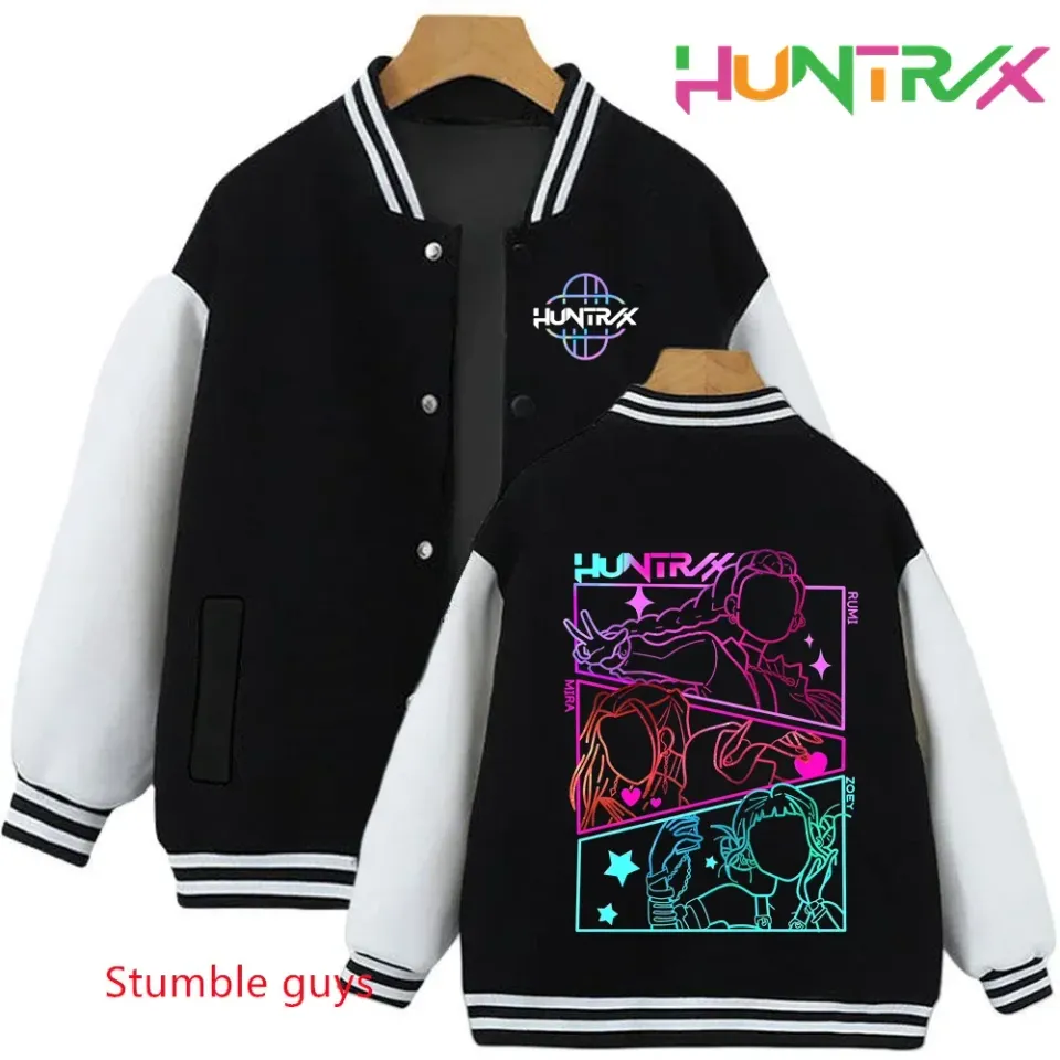 Anime Autumn Winter Kids Kpop Demon Hunters Cartoon Baseball Uniform Jacket Coat Sweatshirts Boys Girls Clothes