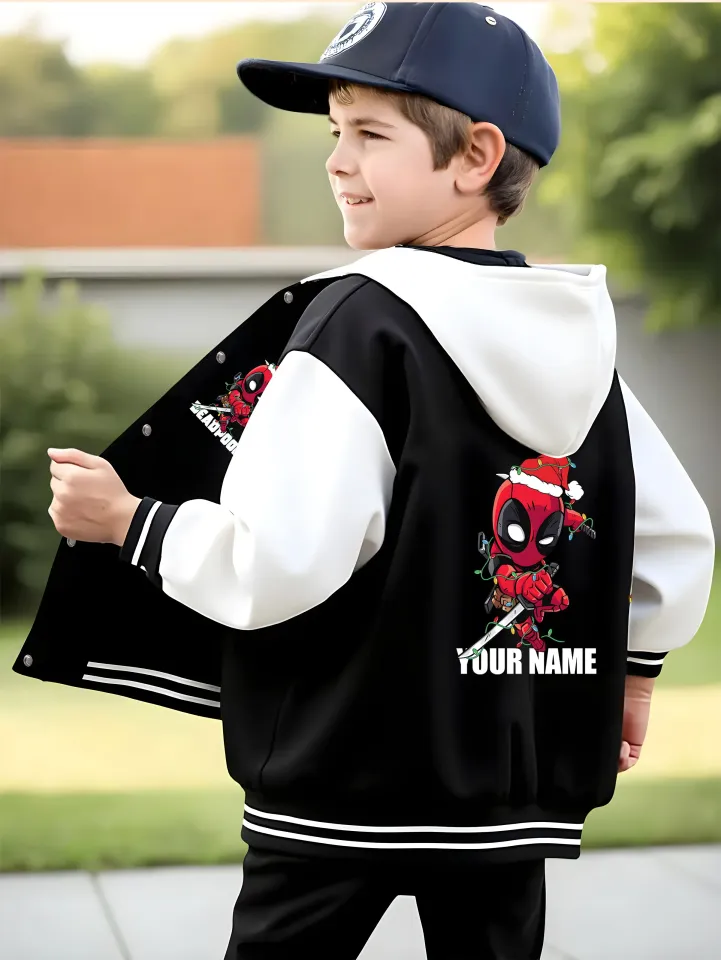 Marvel Boys Baseball Jacket - Christmas Deadpool Chi version print