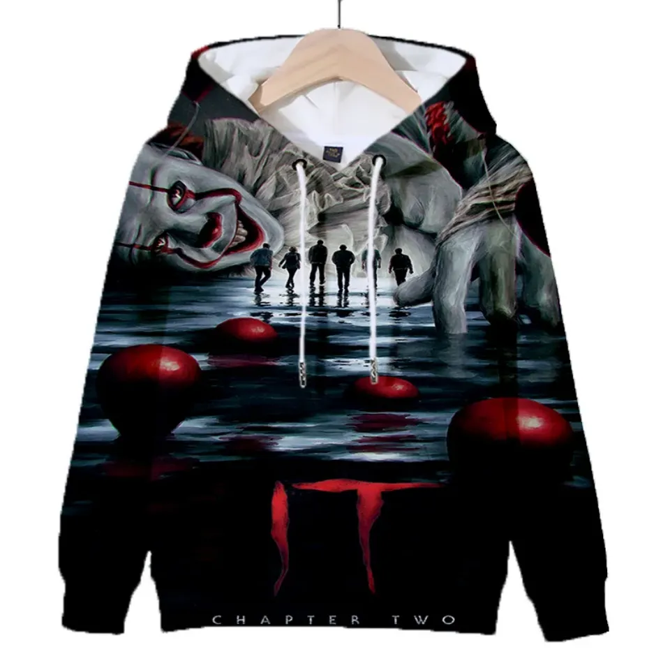 Welcome to Derry 3D Digital Print Custom Hooded Top Provided Image Can DIY Long-sleeved Polyester Adult Hat Fabric Hoodies Y2k