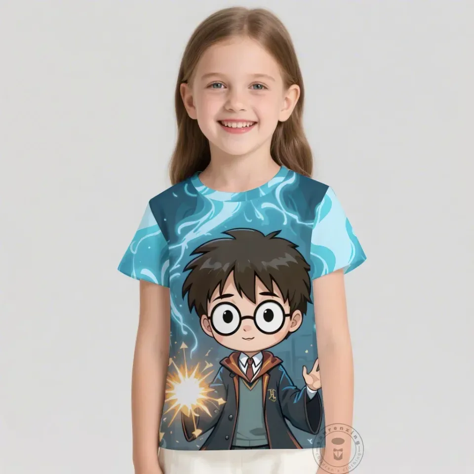 T Shirts Anime Harry Potter 3D Print Kids T Shirt Fashion Casual Cartoon Round Neck T-shirt Boy Girl Children Clothing Tees Tops
