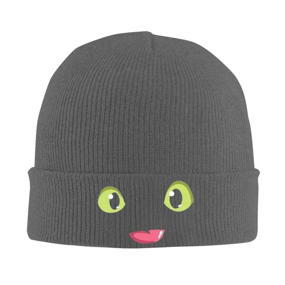 Funny Expression Face Print Knit Beanie Hat T-Toothless Hippie Head Wrap Winter Cap