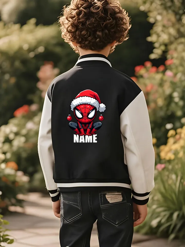 Marvel Boys Baseball Jacket - Cute Christmas Spider-Man print