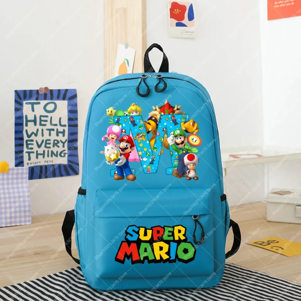 Super Mario Bros Anime Cute School Backpack for Kids Large Capacity Book Bag