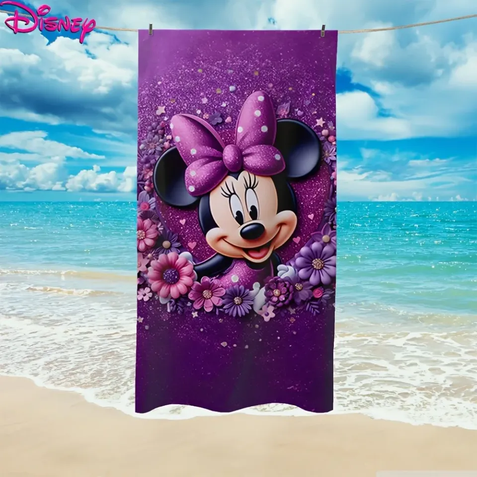 Disney Minnie Mouse Purple Floral Beach Towel