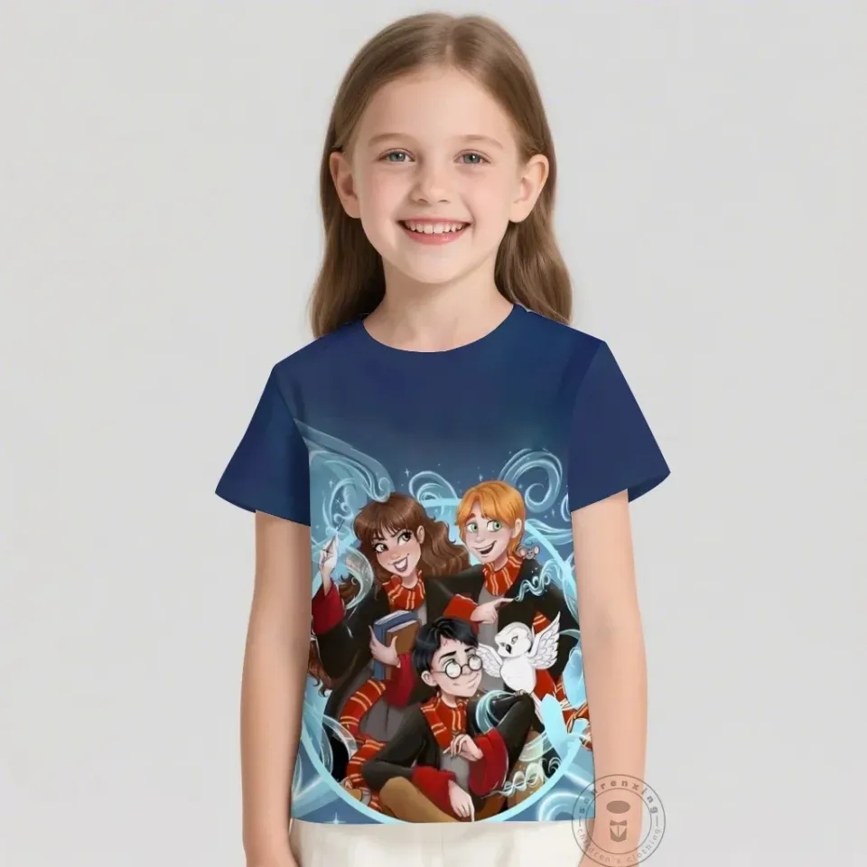 T Shirts Anime Harry Potter 3D Print Kids T Shirt Fashion Casual Cartoon Round Neck T-shirt Boy Girl Children Clothing Tees Tops