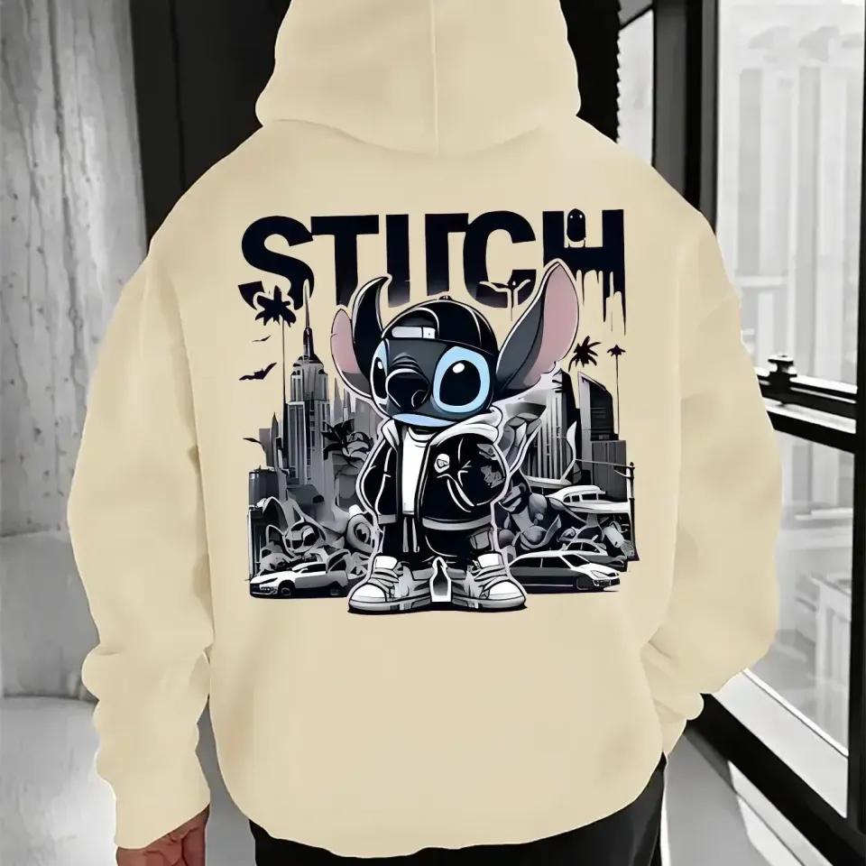 Men's Disney Stitch Cool Graphic Hoodie Comfortable Warm Pullover Disney Outdoor Sports Top