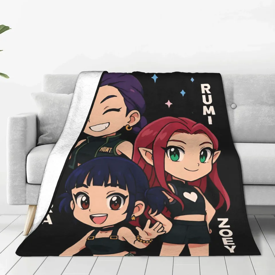 Warm BlanketKids Travel K pop Demon Hunters Throw Blanket  Flannel Bedspread For Outdoor Comfortable Sofa Bed Cover