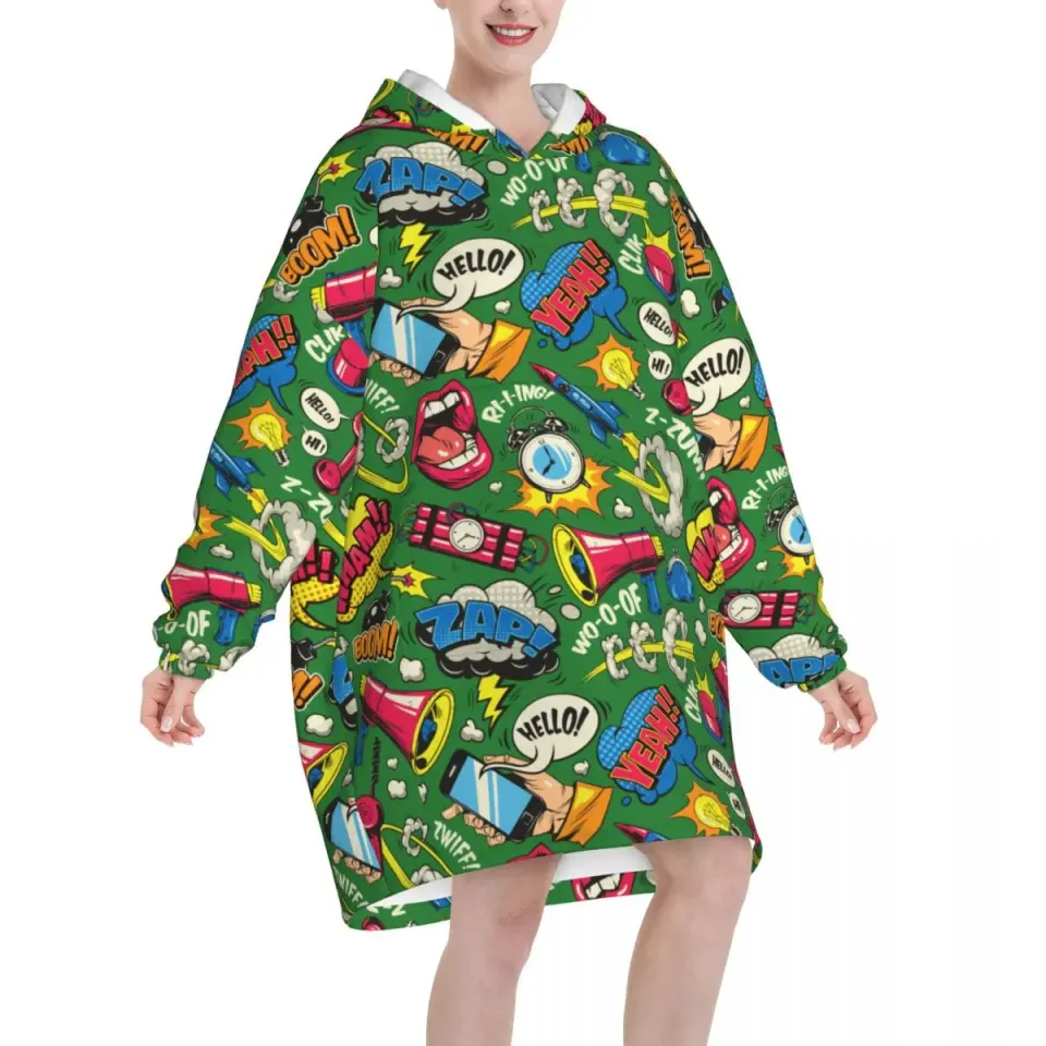 Oversized Classic Pop Comics Art Wearable Blanket