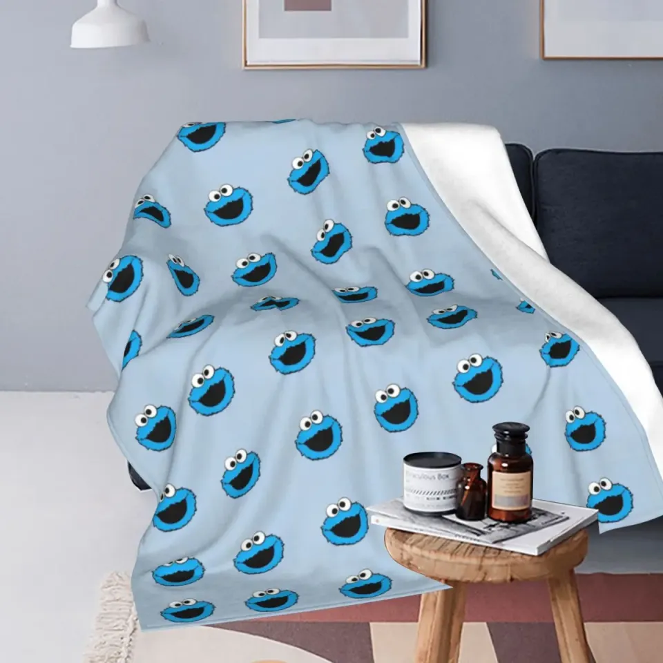 S-Sesame Streets Blanket Fleece All Season Cookie Monster Cartooon Breathable Lightweight Blanket