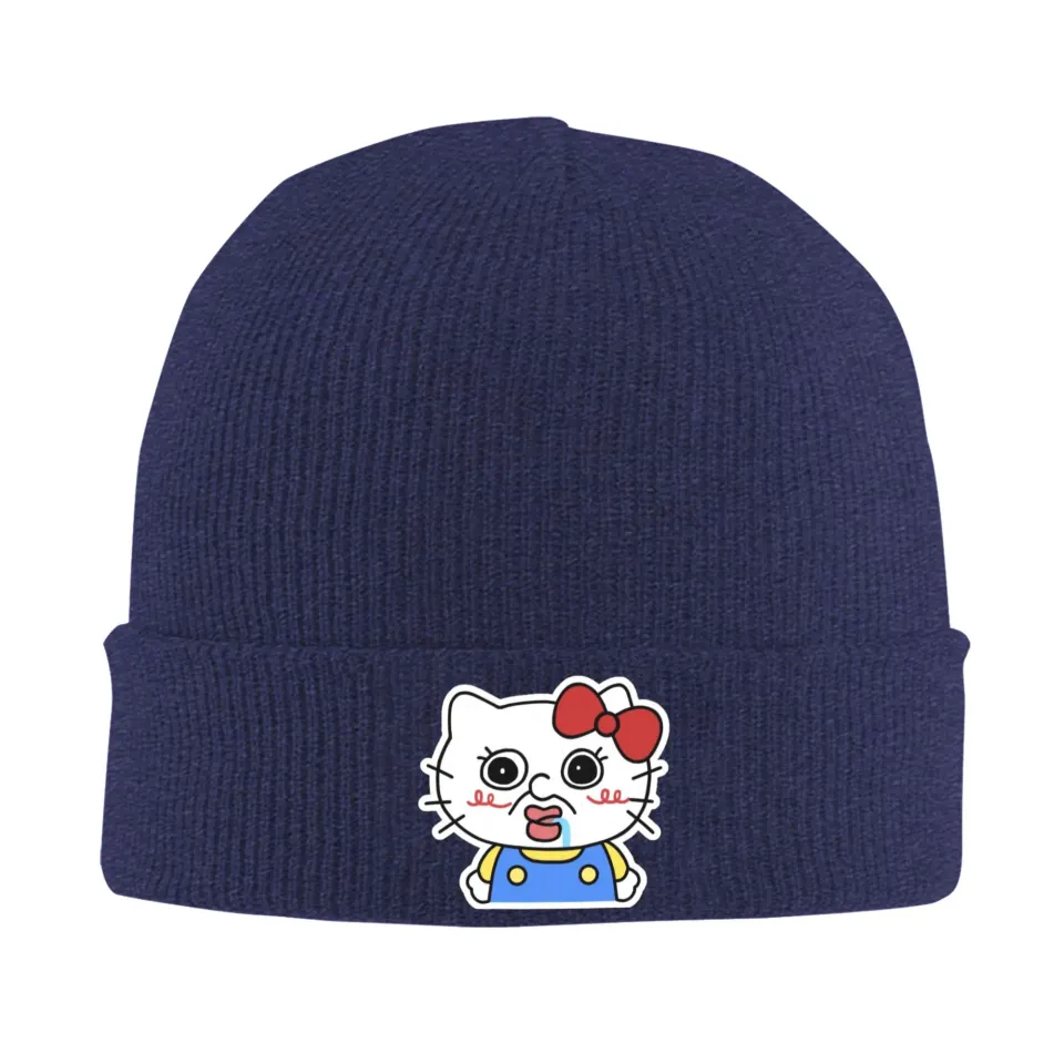 Hello Kitty Meme Print Knitting Beanie Hat for Men and Women