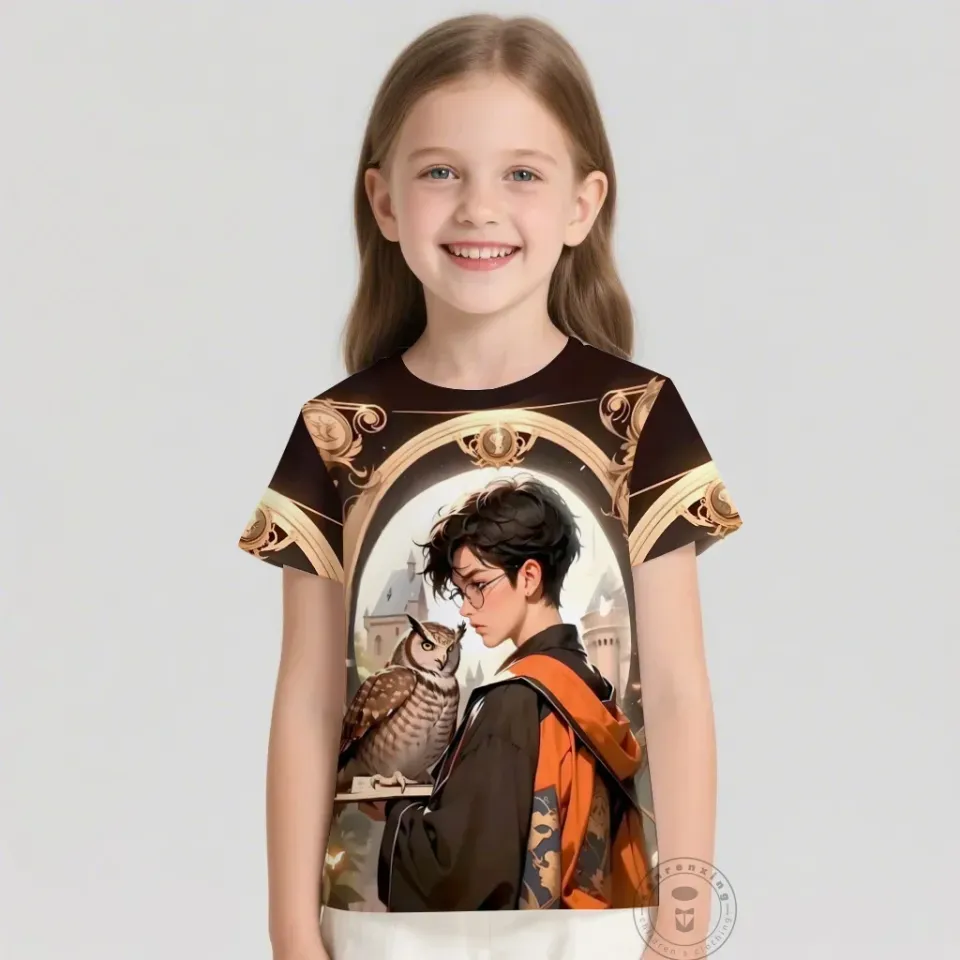 T Shirts Anime Harry Potter 3D Print Kids T Shirt Fashion Casual Cartoon Round Neck T-shirt Boy Girl Children Clothing Tees Tops