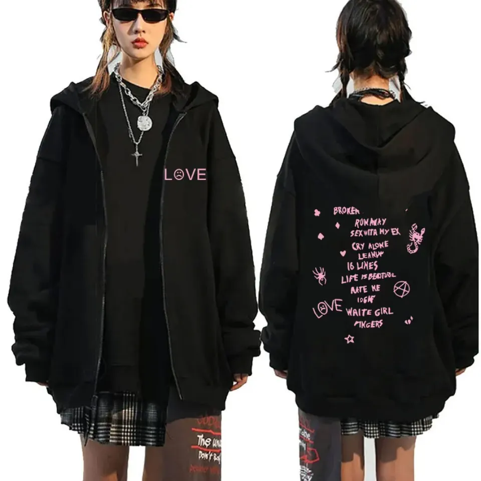 Rapper Lil Peep Graphic Zipper Hoody Men Women Hip Hop Fashion Zip Up Sweatshirt Men Oversized Pullover Hoodie Coats Streetwear