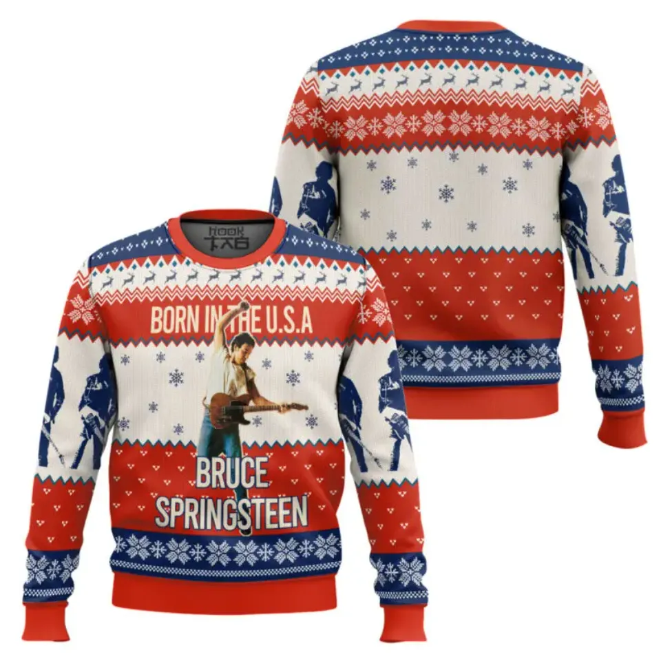 Bruce Springsteen E Street Band Christmas Ugly Sweater Novelty Music Fan Gift Funny Xmas Party Jumper Festive Holiday Pullover