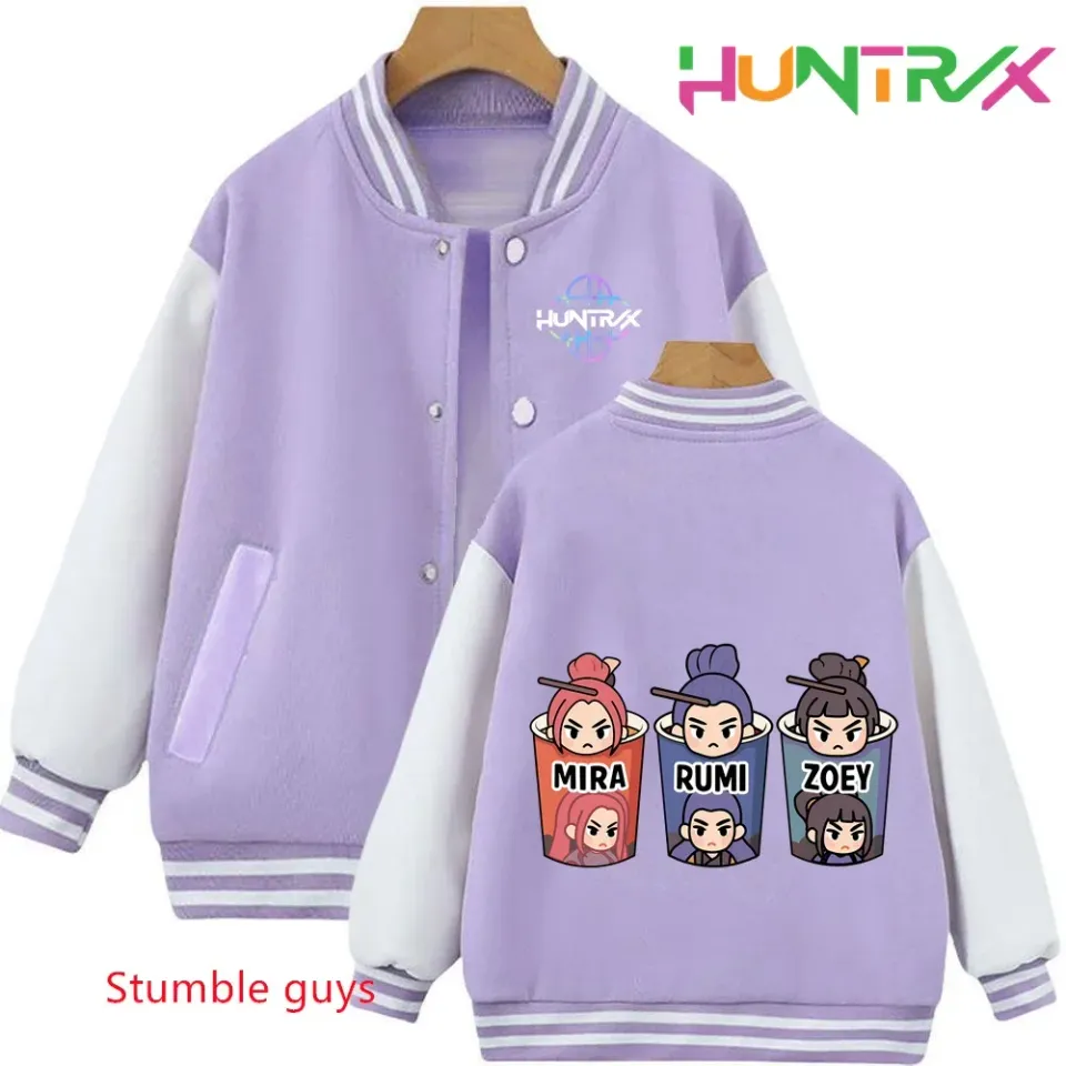 Anime Autumn Winter Kids Kpop Demon Hunters Cartoon Baseball Uniform Jacket Coat Sweatshirts Boys Girls Clothes