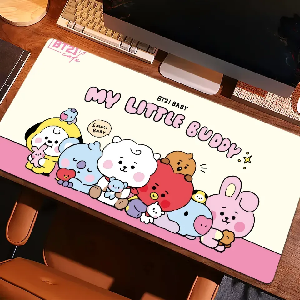 Cute Cartoon Rubber Large Desk Mat Keyboard B-BT21 PC Non-slip