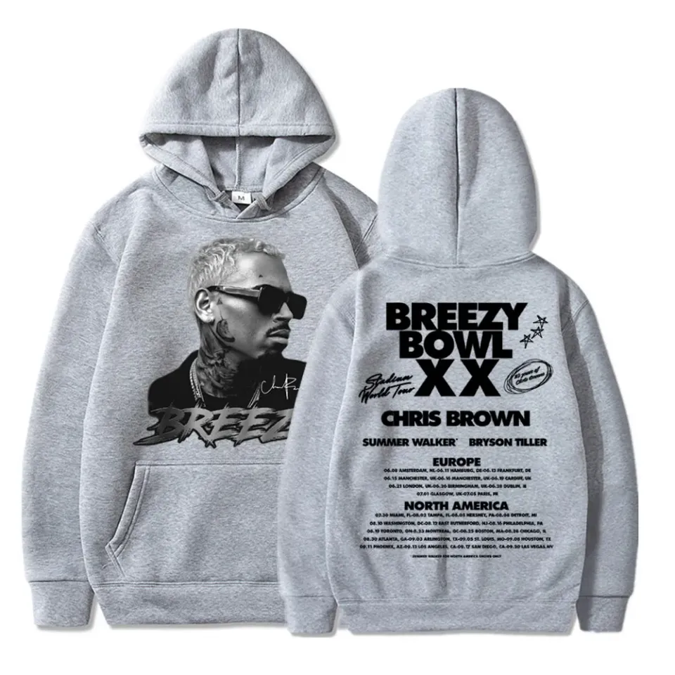 Chris Brown Breezy Bowl XX 2025 Concert Tour Hoodie Hip Hop Retro Men Women Sweatshirt Oversized Fleece Warm Pullover Streetwear