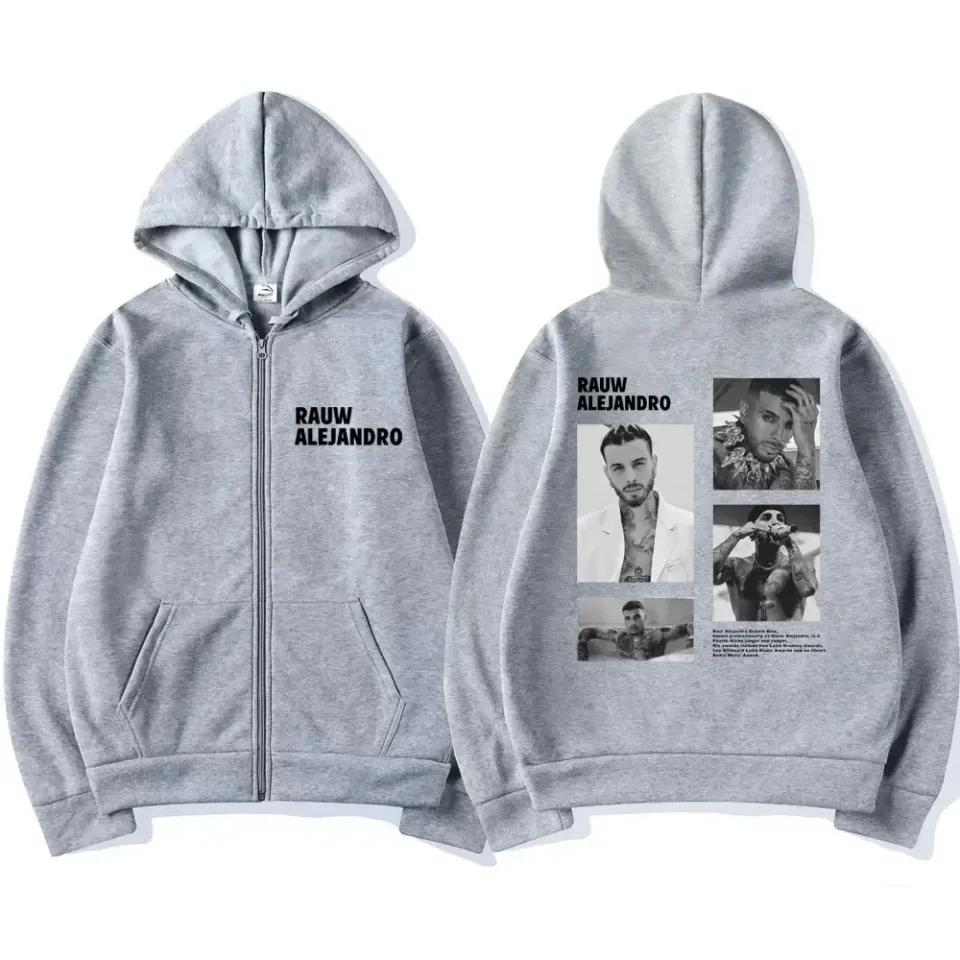 Rapper Rauw Alejandro Print Zip Up Hoodie
