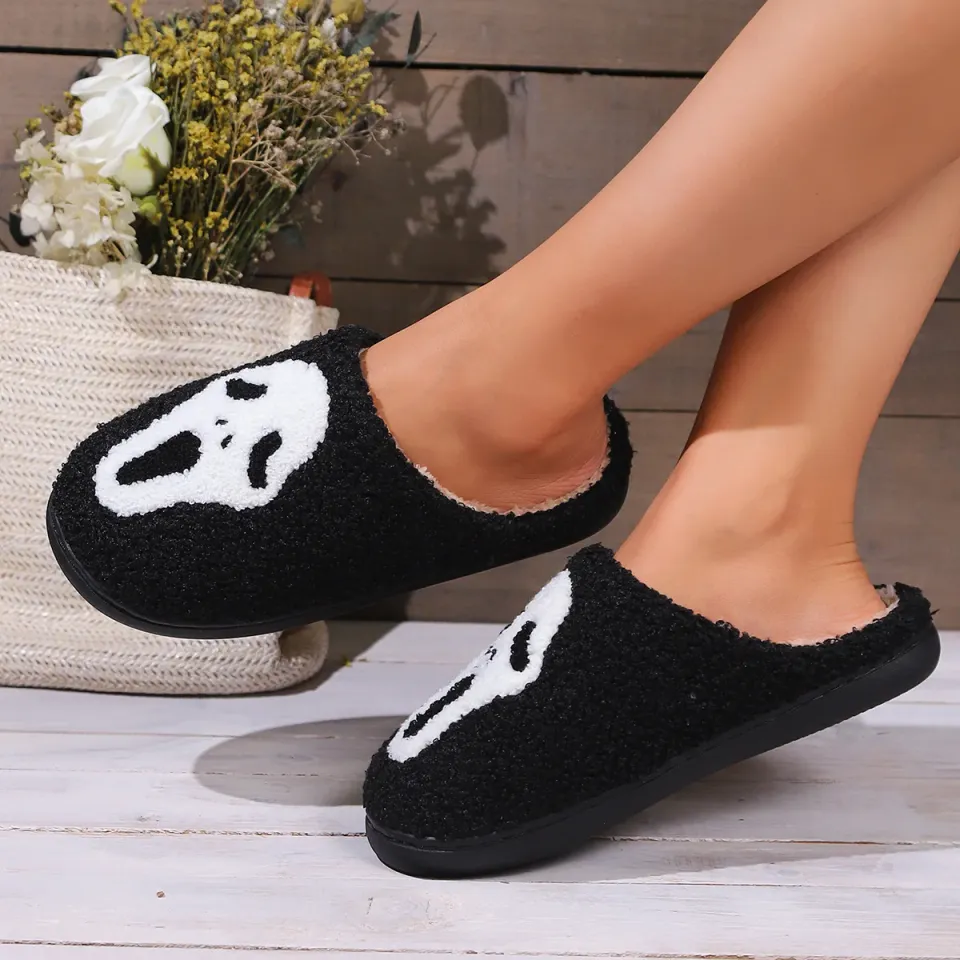 Halloween Funny Casual Fluffy Slippers, Halloween Gift, Christmas Gift