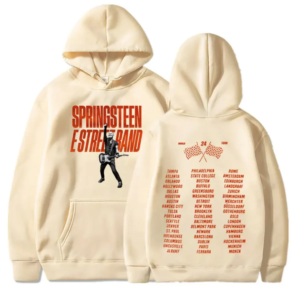 Bruce Springsteen and E Street 2024 Tour Hoodies, Men Women Clothing Fashion Vintage Casual Loose Oversized Pullovers
