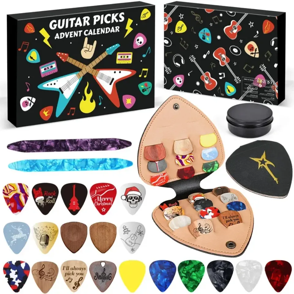 Christmas Guitar Pick Advent Calendar 2025 Christmas Countdown For Guitar Bass Ukulele Player Christmas Gift Surprise Blind Box