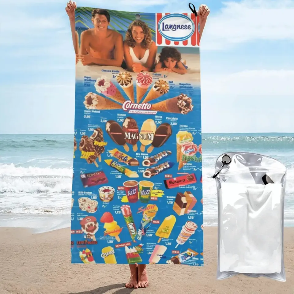 Classic Ice Cream Print Beach Towel Summer New Arrival Microfiber Pool Bath Towel