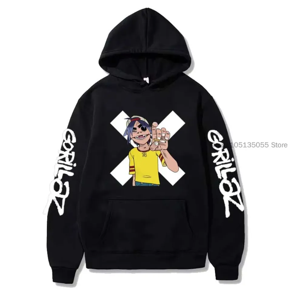 Gorillaz Hoodie Sweatshirt Oversized Hoodies Hip Hop Hoody Unisex Coats Fleece Warm Pullovers Sudader for Autumn and Winter