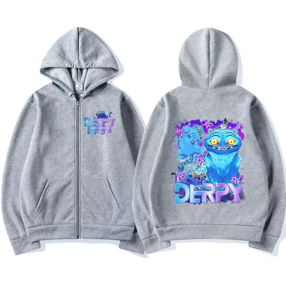 KPop Demon Hunters Derpy Tiger Graphic Zipper Hoodies