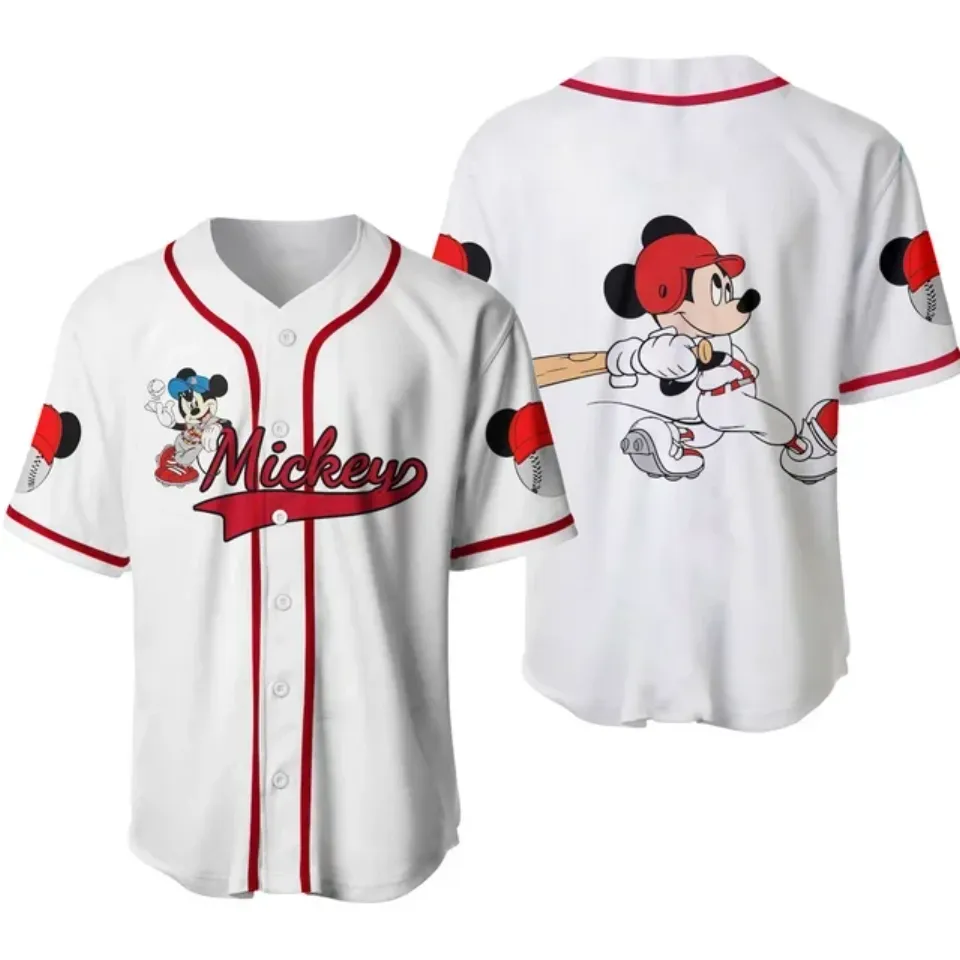 Disney 50th Anniversary Mickey Mouse Black Rainbow Baseball Jersey Custom Name Disney Hawaiian Shirt Men Women Tops