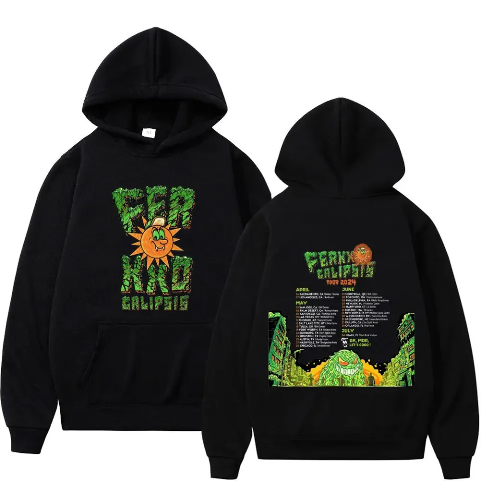 2024 Rapper Feid Ferxxocalipsis Tour Double Sided Graphic Hoodie Fashion Y2k Style Sweatshirts Harajuku Hip Hop Pullovers Unisex
