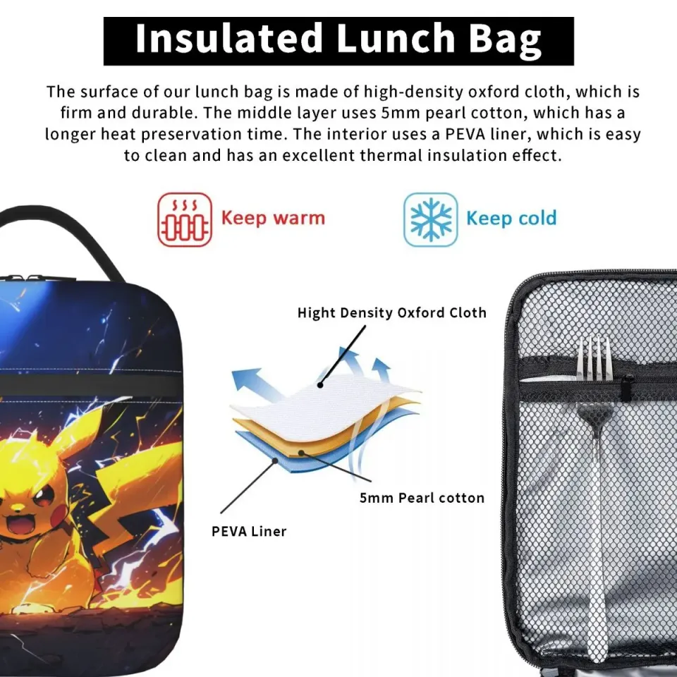 PKM Pika Lunch Bags for Kids, Cute Lunch Bag