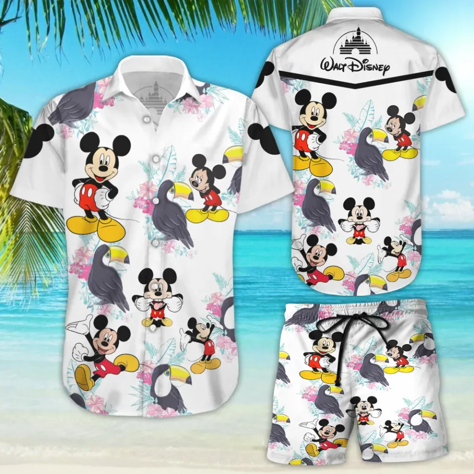 Mickey Hawaiian Shirt Shorts Set Men's Women's Summer Casual Beach Vacation