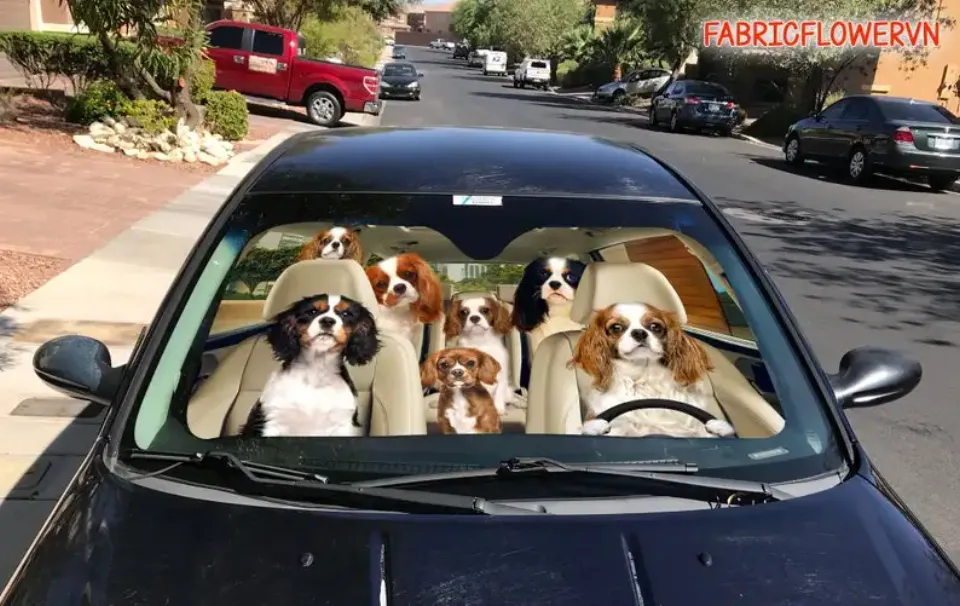 Cavalier King Charles Spaniel Car Sunshade, Dog Car Decoration