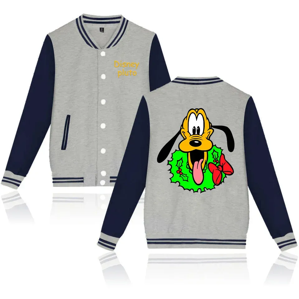 Disney Cartoon Pluto Dog Varsity Baseball Jacket, Pluto Baseball Jacket