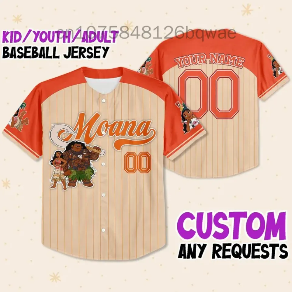 Summer New Disney Moana Princess Baseball Jersey