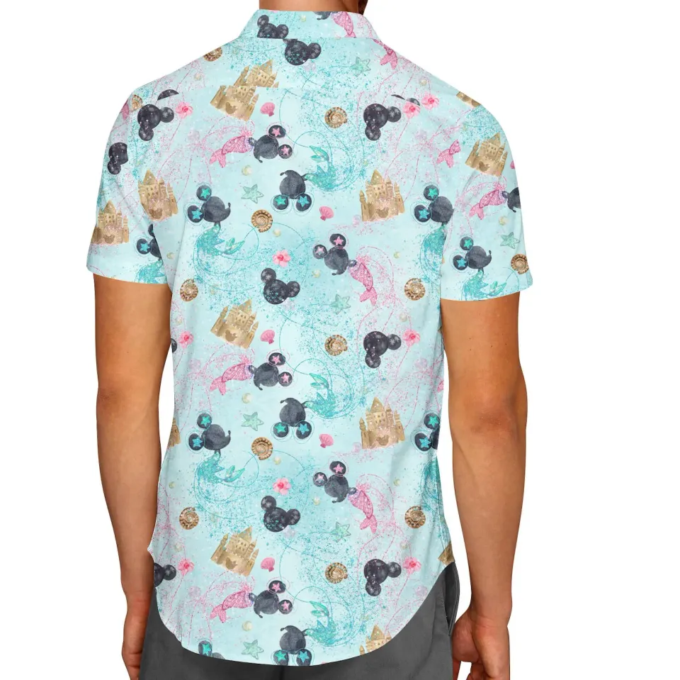 Watercolor Minnie Mermaids Hawaiian Shirt Disney Casual Beach Shirt