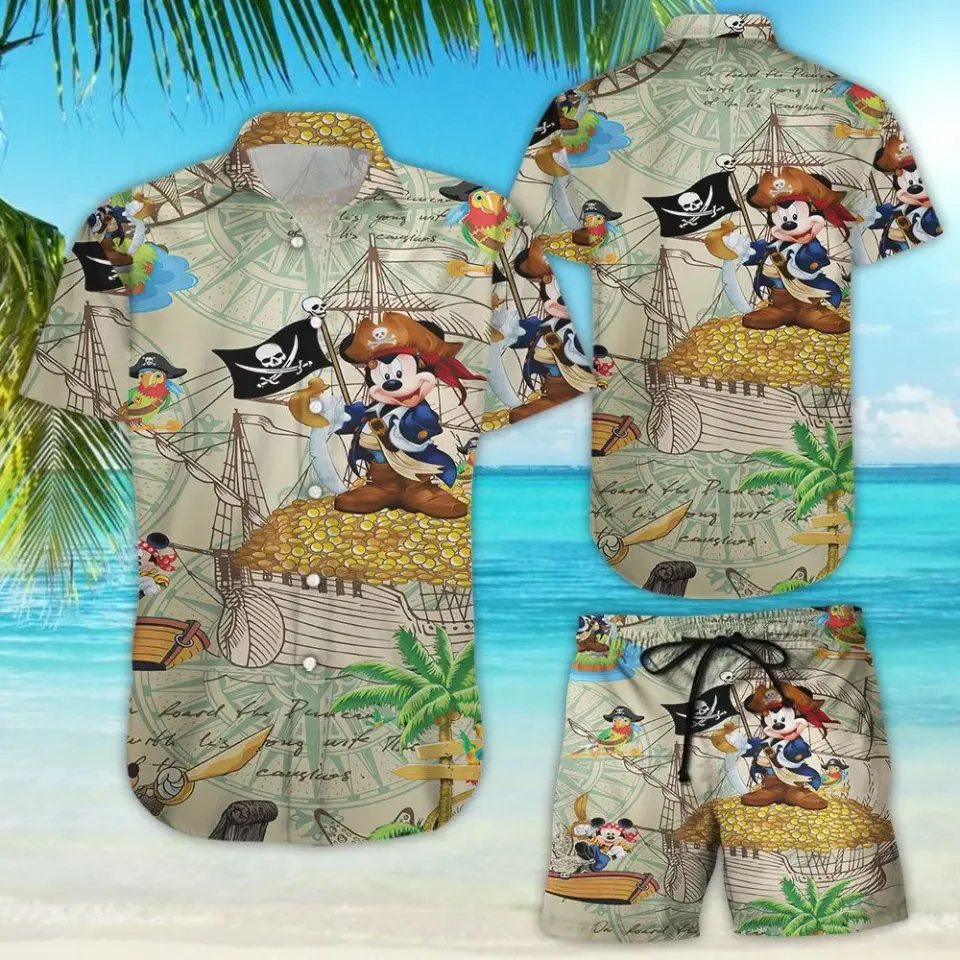 Mickey Mouse Hawaiian Shirt Shorts Set