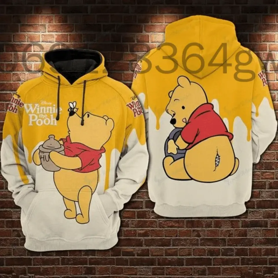 Disney Animation Winnie The Pooh 3D Zip Print Hoodie